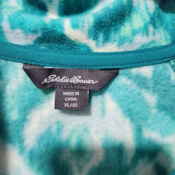Eddie Bauer Women's Long Sleeve Polar Fleece 1/4 Zip in Greens and White- XL - Picture 2 of 4